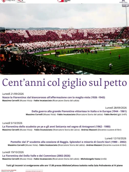 Fiorentina: 5 incontri per i 100 anni del club