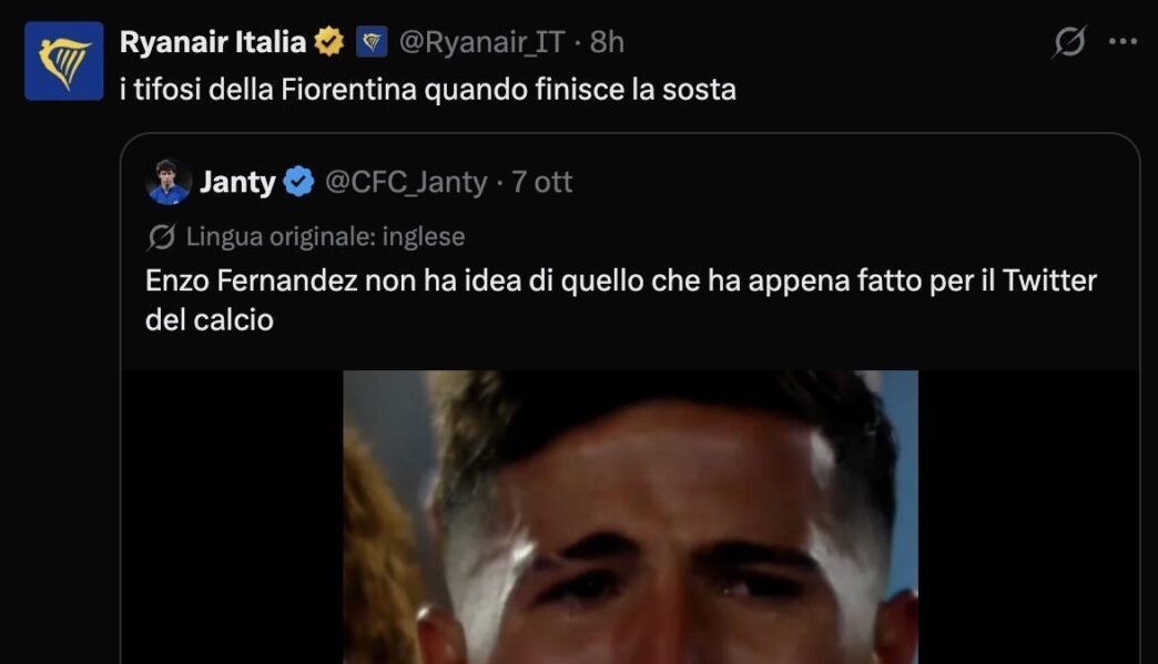 Ryanair ironizza sulla Fiorentina: "Tifosi tristi al rientro dalla sosta"