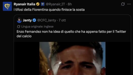 Ryanair ironizza sulla Fiorentina: "Tifosi tristi al rientro dalla sosta"